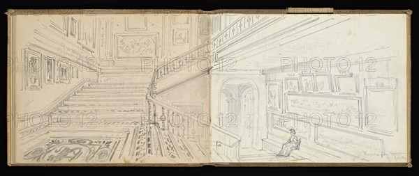 Sketchbook, Preziosi, Amadeo, 1816-1882, pencil, gray wash, white heightening, 1875, The sketchbook by Maltese artist Preziosi