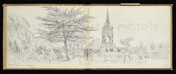 Sketchbook, Preziosi, Amadeo, 1816-1882, pencil, gray wash, white heightening, 1875, The sketchbook by Maltese artist Preziosi