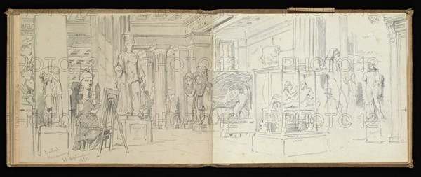 Sketchbook, Preziosi, Amadeo, 1816-1882, pencil, gray wash, white heightening, 1875, The sketchbook by Maltese artist Preziosi