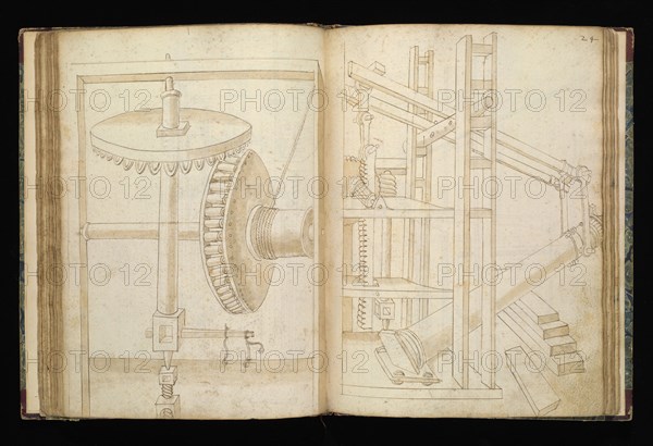 Edificij et machine, Martini, Francesco di Giorgio, 1439-1501, brown ink and wash, ca. 1475-ca. 1480