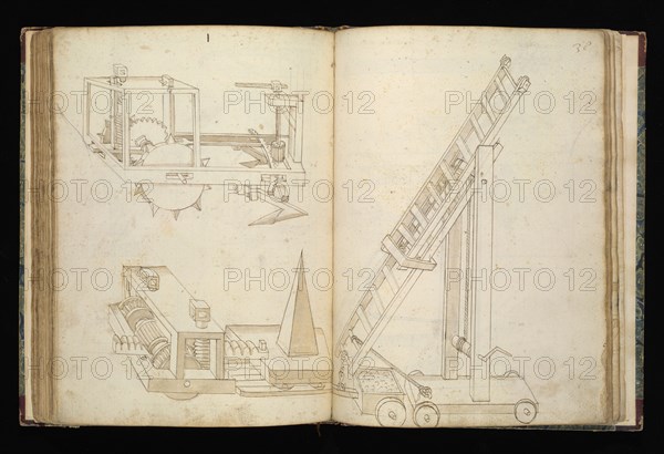 Edificij et machine, Martini, Francesco di Giorgio, 1439-1501, brown ink and wash, ca. 1475-ca. 1480