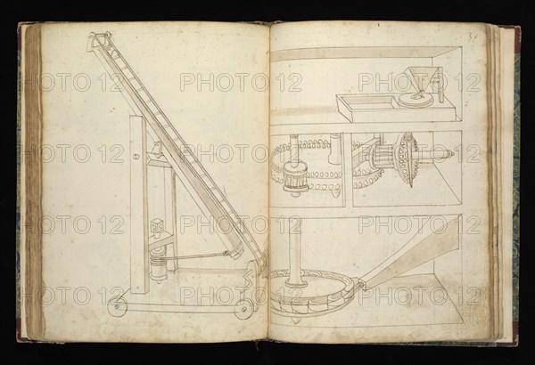 Edificij et machine, Martini, Francesco di Giorgio, 1439-1501, brown ink and wash, ca. 1475-ca. 1480