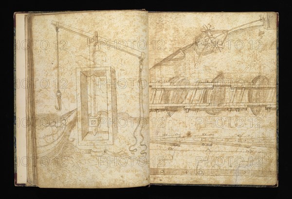 Edificij et machine, Martini, Francesco di Giorgio, 1439-1501, brown ink and wash, ca. 1475-ca. 1480