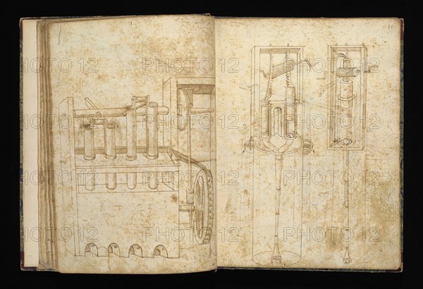 Edificij et machine, Martini, Francesco di Giorgio, 1439-1501, brown ink and wash, ca. 1475-ca. 1480