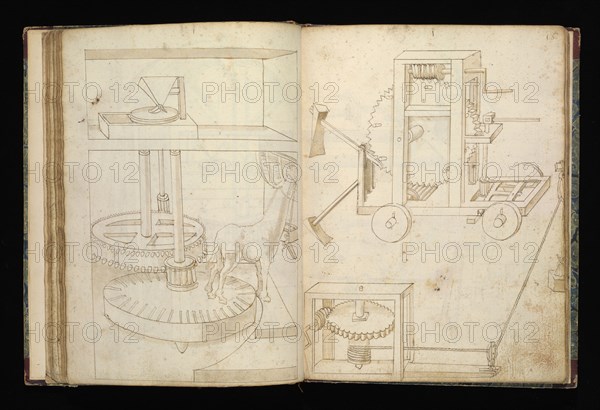 Edificij et machine, Martini, Francesco di Giorgio, 1439-1501, brown ink and wash, ca. 1475-ca. 1480