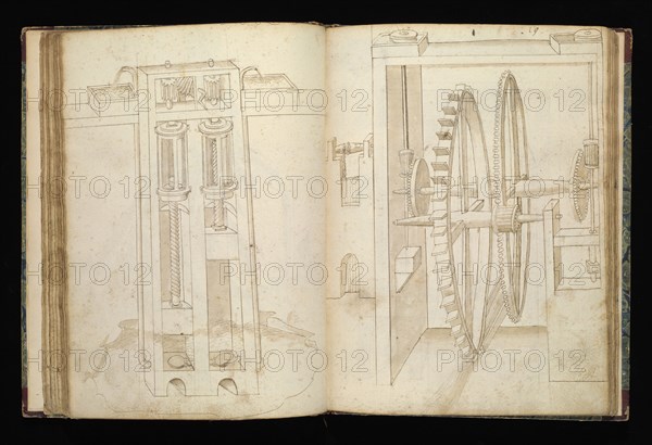 Edificij et machine, Martini, Francesco di Giorgio, 1439-1501, brown ink and wash, ca. 1475-ca. 1480