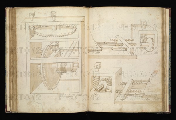 Edificij et machine, Martini, Francesco di Giorgio, 1439-1501, brown ink and wash, ca. 1475-ca. 1480