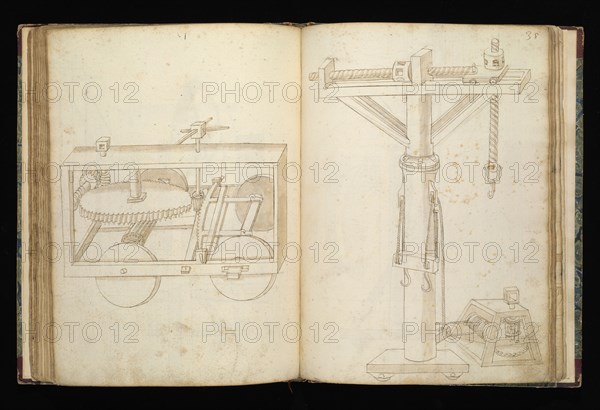 Edificij et machine, Martini, Francesco di Giorgio, 1439-1501, brown ink and wash, ca. 1475-ca. 1480