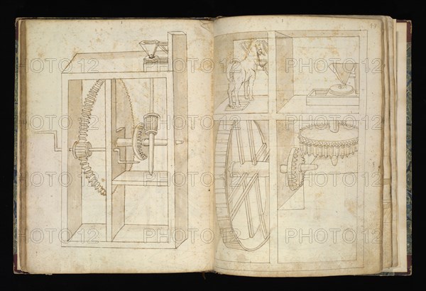 Edificij et machine, Martini, Francesco di Giorgio, 1439-1501, brown ink and wash, ca. 1475-ca. 1480