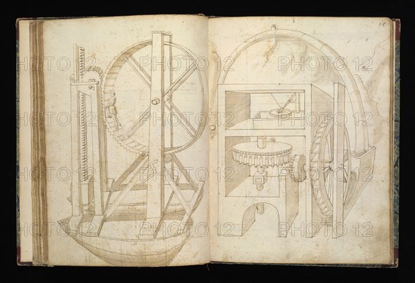 Edificij et machine, Martini, Francesco di Giorgio, 1439-1501, brown ink and wash, ca. 1475-ca. 1480