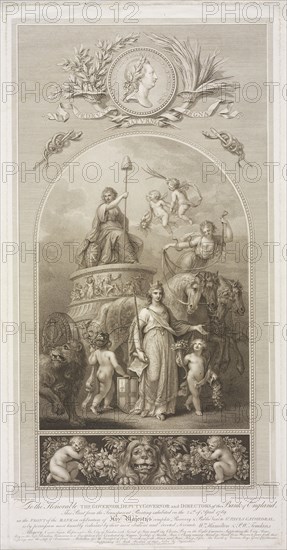 Print from the Transparent Painting exhibited on 24th April 1789 in the front of the Bank in celebration of His Majesty's