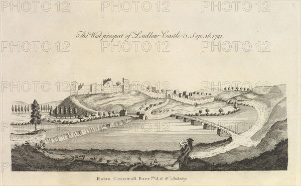 The West Prospect of Ludlow Castle. Sep. 16. 1721, Itinerarium curiosum, or, An account of the antiquities, and remarkable
