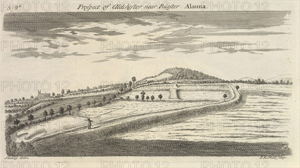 Prospect of Aldchester near Bicester. Alauna, Itinerarium curiosum or, An account of the antiquities, and remarkable curiosities