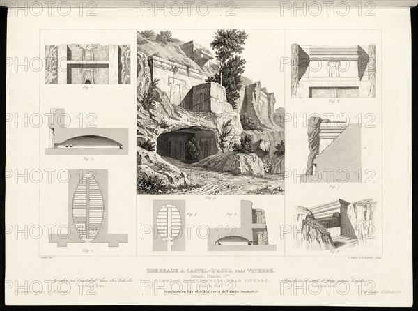 Tombeaux à Castel-D'Asso, près Viterbe, Détails, Planche 1ère, Monuments anciens et modernes: collection formant une histoire