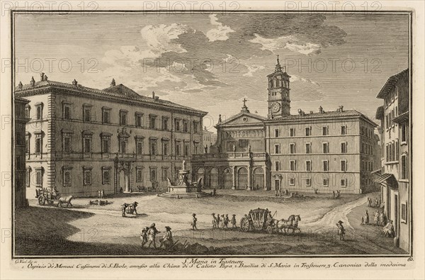 S. Maria in Trastevere, Delle magnificenze di Roma antica e moderna, Vasi, Giuseppe, 1710-1782, Engraving, 1747-1761, plate 60