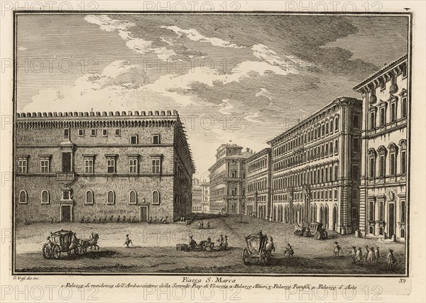 Piazza S. Marco, Delle magnificenze di Roma antica e moderna, Vasi, Giuseppe, 1710-1782, Engraving, 1747-1761, plate 39, volume