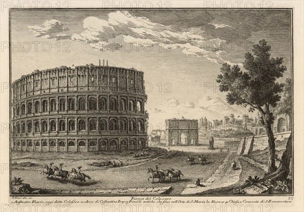 Piazza del Colosseo, Delle magnificenze di Roma antica e moderna, Vasi, Giuseppe, 1710-1782, Engraving, 1747-1761, plate 33