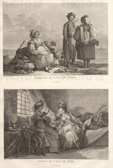 Pl. 25: Dames de L'Ile de Tine, Pl. 24: Habitans de L'Ile Naxia, Pl. 25: Dames de L'Ile de Tine, Voyage Pittoresque de la Grece