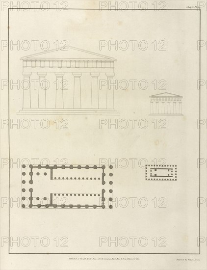 Plan and Elevation Restored of the Temple of Jupiter, The Antiquities of Magna Graecia, Longman, Hurst, Orme, and Rees, Watts