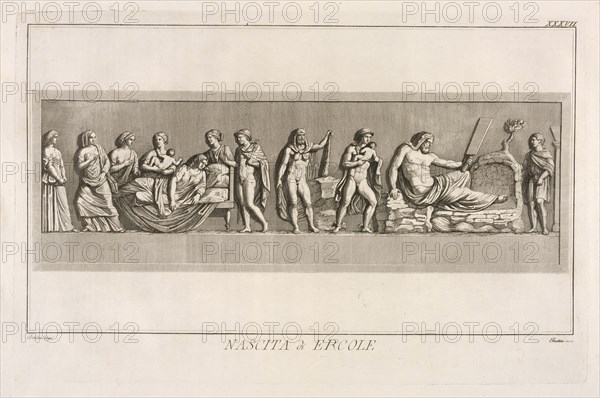 Nascita di Ercole, Il museo Pio-Clementino, Visconti, Ennio Quirino, 1751-1818, Visconti, Giovanni Battista, d. 1722, Engraving