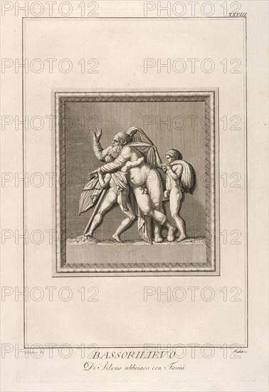 Bassorilievo: Di Sileno ubbriaco con Fauni, Il museo Pio-Clementino, Visconti, Ennio Quirino, 1751-1818, Visconti, Giovanni