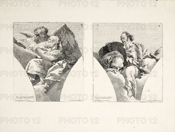 Plates 1-2, Four Evangelists, Tiepolo, Giovanni Battista, 1696-1770, Tiepolo, Giovanni Domenico, 1726?-1804, Etching, ca. 1743