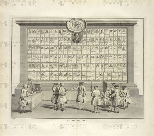 Freemasons, Ceremonies et coutumes religieuses de tous les peuples du monde, Dubourg, Louis Fabricius, 1693-1775, Engraving