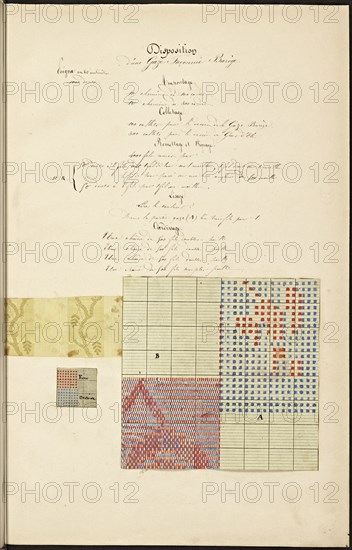 French textile manuscript, ca. 1820, ca. 1820, instruction manual for a school associated with a manufactory