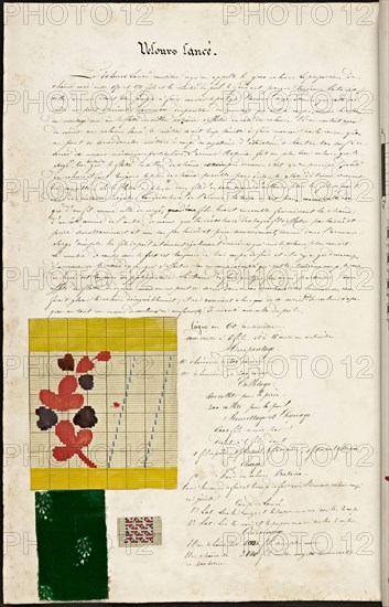 French textile manuscript, ca. 1820, This manuscript, an instruction manual for a school associated with a manufactory