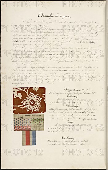 French textile manuscript, ca. 1820, This manuscript, an instruction manual for a school associated with a manufactory