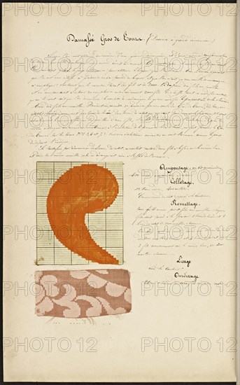 French textile manuscript, ca. 1820, This manuscript, an instruction manual for a school associated with a manufactory