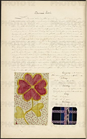 French textile manuscript, ca. 1820, This manuscript, an instruction manual for a school associated with a manufactory