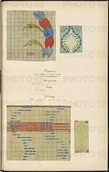 French textile manuscript, ca. 1820, This manuscript, an instruction manual for a school associated with a manufactory