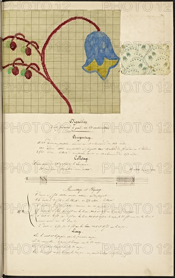 French textile manuscript, ca. 1820, This manuscript, an instruction manual for a school associated with a manufactory