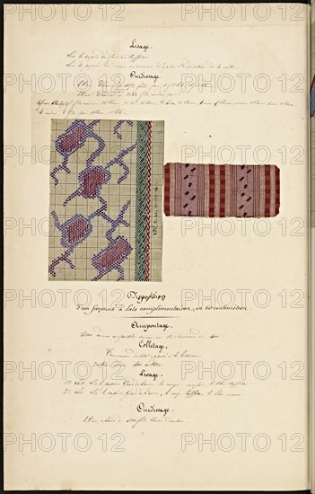 French textile manuscript, ca. 1820, This manuscript, an instruction manual for a school associated with a manufactory