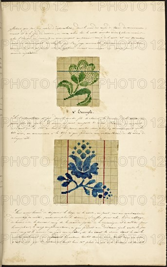 French textile manuscript, ca. 1820, ca. 1820, an instruction manual for a school associated with a manufactory