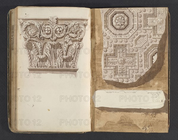 Sketchbook, Percier, Charles, 1764-1838, pencil, ink, wash, 1790, The sketchbook, attributed to the architect Charles Percier