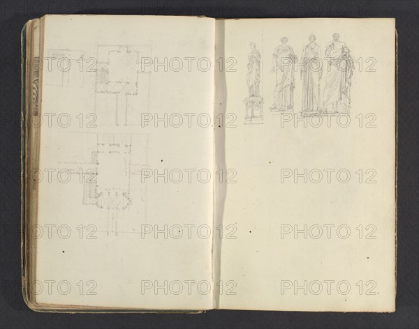 Sketchbook, Percier, Charles, 1764-1838, pencil, ink, wash, 1790, The sketchbook, attributed to the architect Charles Percier