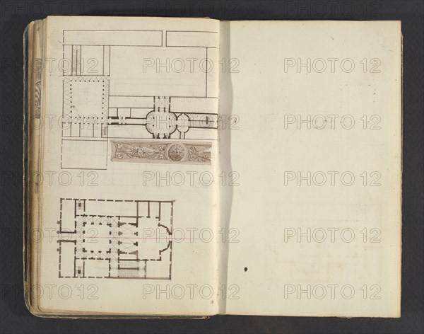 Sketchbook, Percier, Charles, 1764-1838, pencil, ink, wash, 1790, The sketchbook, attributed to the architect Charles Percier