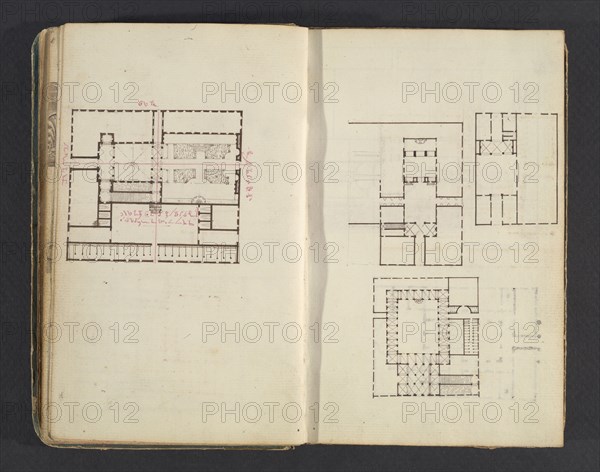 Sketchbook, Percier, Charles, 1764-1838, pencil, ink, wash, 1790, The sketchbook, attributed to the architect Charles Percier