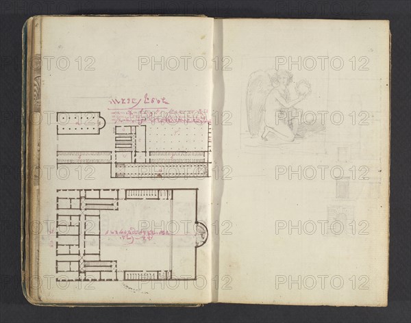 Sketchbook, Percier, Charles, 1764-1838, pencil, ink, wash, 1790, The sketchbook, attributed to the architect Charles Percier