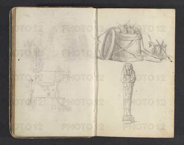 Sketchbook, Percier, Charles, 1764-1838, pencil, ink, wash, 1790, The sketchbook, attributed to the architect Charles Percier