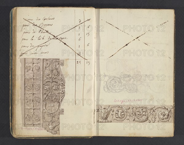 Sketchbook, Percier, Charles, 1764-1838, pencil, ink, wash, 1790, The sketchbook, attributed to the architect Charles Percier