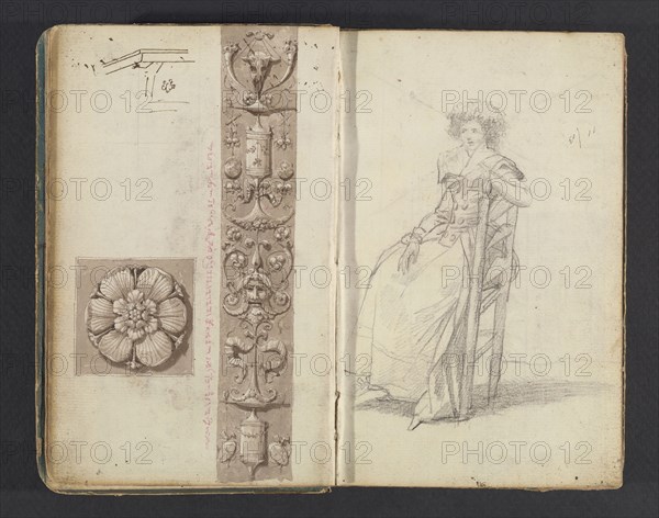 Sketchbook, Percier, Charles, 1764-1838, pencil, ink, wash, 1790, The sketchbook, attributed to the architect Charles Percier