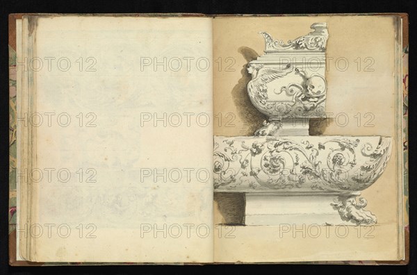 Sketchbook of ornamental and decorative designs, 18th century, pencil, pen, and wash drawings, Late 18th century, The sketchbook