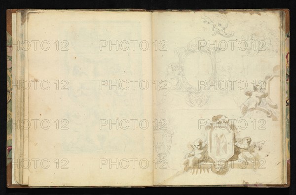 Sketchbook of ornamental and decorative designs, 18th century, pencil, pen, and wash drawings, Late 18th century, The sketchbook