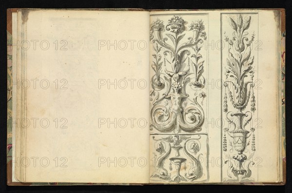 Sketchbook of ornamental and decorative designs, 18th century, pencil, pen, and wash drawings, Late 18th century, The sketchbook