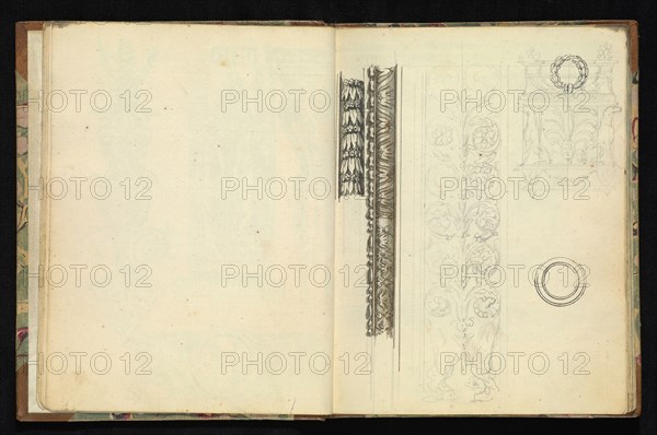 Sketchbook of ornamental and decorative designs, 18th century, pencil, pen, and wash drawings, Late 18th century, The sketchbook