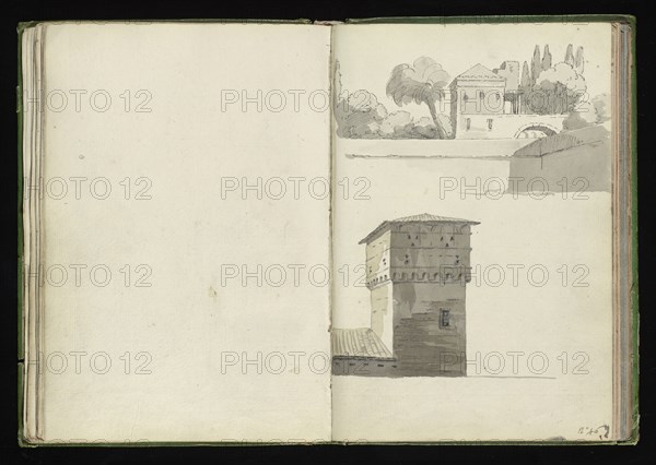 Roman sketchbook, Gauffier, Louis, 1761-1801, pencil, pen and black and brown ink, grey and brown wash, and black and white