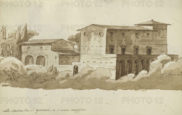 Roman sketchbook, Gauffier, Louis, 1761-1801, pencil, pen and black and brown ink, grey and brown wash, and black and white